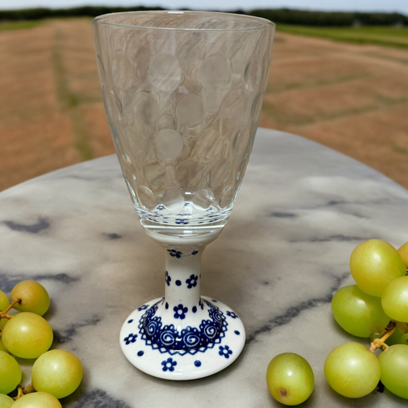 Szklanka, kielich na ceramicznej stopce dek. 190 Ceramika "Millena"