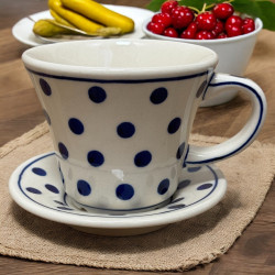 Filiżanka ze spodkiem Tulipan 200 ml 1802 dek. D-37 Zakłady Ceramiczne "Bolesławiec"