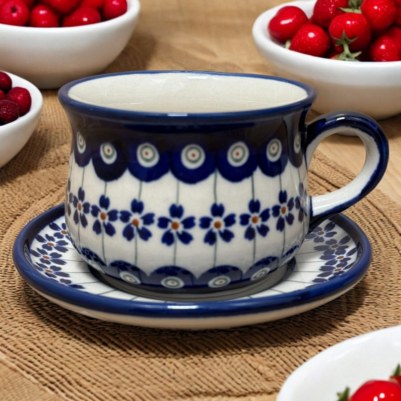 Filiżanka ze spodkiem 1595 220 ml dek. A-166A, G2 Zakłady Ceramiczne "Bolesławiec"