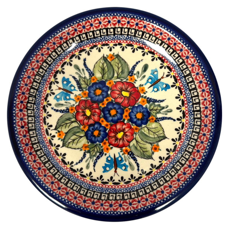 Talerz płytki obiadowy UNIKAT 24 cm 1001 dek. ART-149 Zakłady Ceramiczne "Bolesławiec"