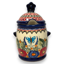 Pojemnik z pokrywką na miód miodownik UNIKAT 600 ml 1848 dek. ART-149, G2 Zakłady Ceramiczne "Bolesławiec"